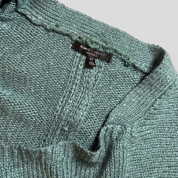 Romeo Juliet Womens Cardigan Open Sweater Medium M Green Wool Stretch Oversize - Picture 10 of 13